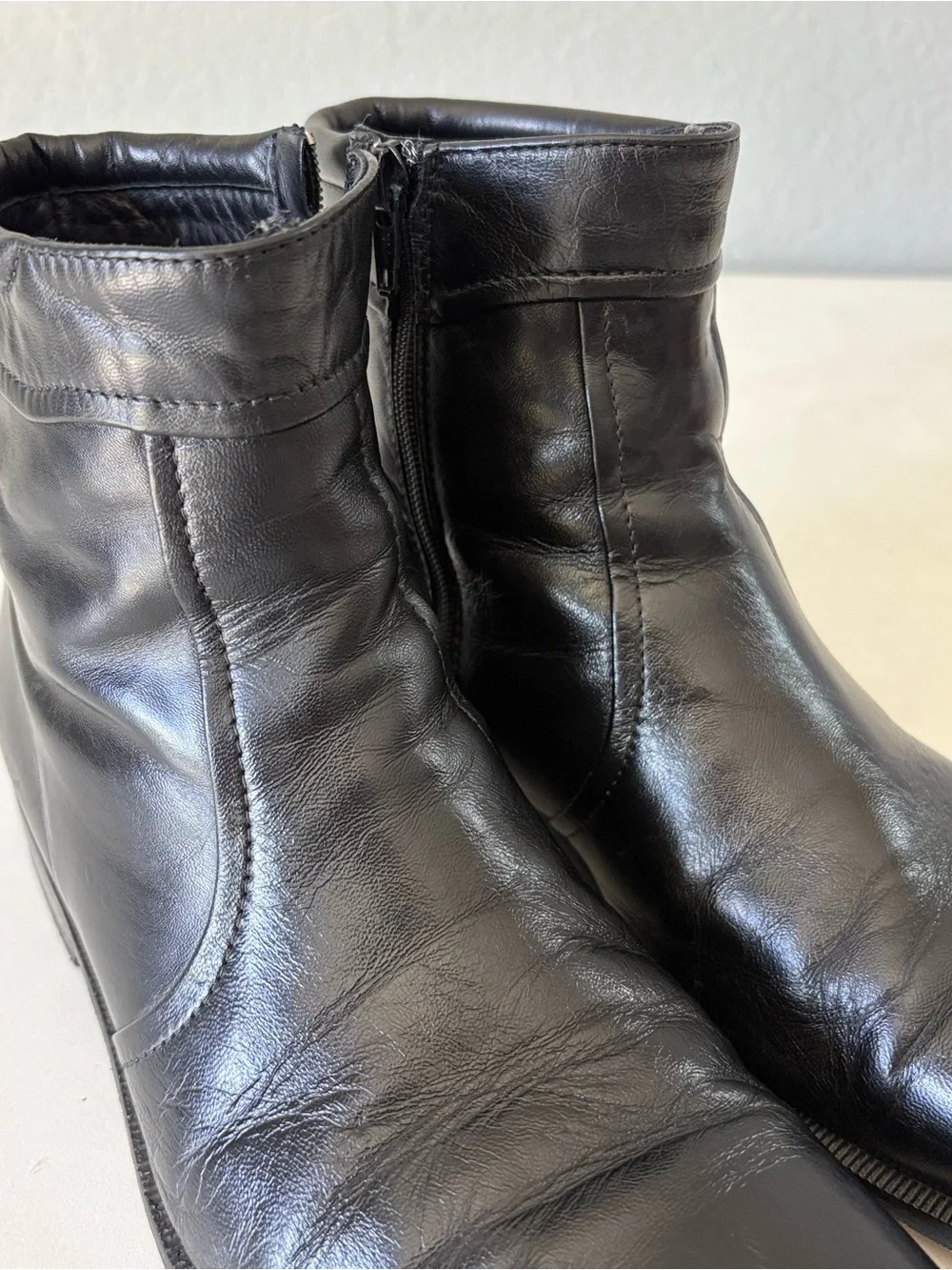 Broletto Black Full Leather Chukka Boots Zip Men’s Size 8 M Made in Italy